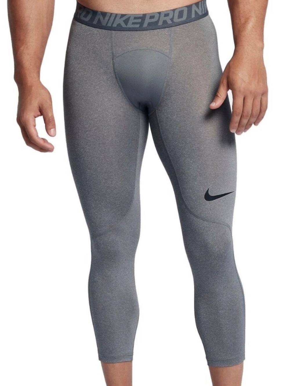 Nike Pro Dry-Fit 3/4 Length Compression Tight Training Pants Gray Running Large